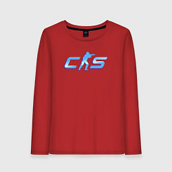 Лонгслив хлопковый женский CS2 blue logo, цвет: красный