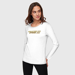 Лонгслив хлопковый женский Counter strike 2 gold logo, цвет: белый — фото 2