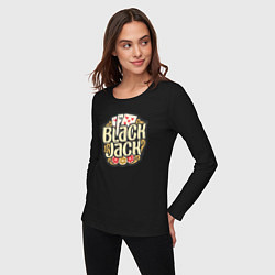 Лонгслив хлопковый женский Blackjack, цвет: черный — фото 2