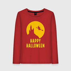 Лонгслив хлопковый женский Halloween witch, цвет: красный