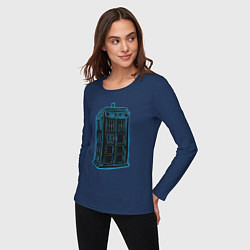 Лонгслив хлопковый женский Black tardis, цвет: тёмно-синий — фото 2