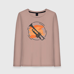 Лонгслив хлопковый женский Jazz trumpet, цвет: пыльно-розовый