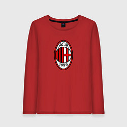 Лонгслив хлопковый женский Футбольный клуб Milan, цвет: красный