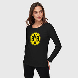 Лонгслив хлопковый женский Borussia fc sport, цвет: черный — фото 2