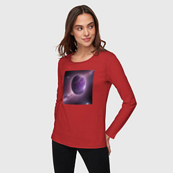 Лонгслив хлопковый женский Планета фиолет, цвет: красный — фото 2