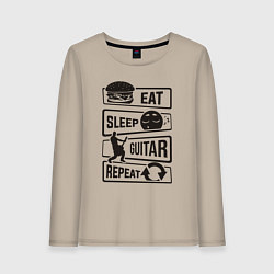 Женский лонгслив Eat sleep guitar repeat