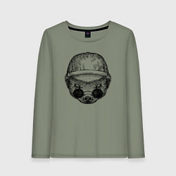 Женский лонгслив Медоед в кепке и очках