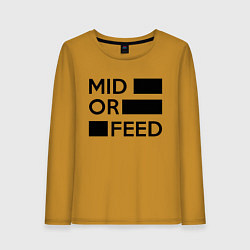 Лонгслив хлопковый женский Mid or feed, цвет: горчичный