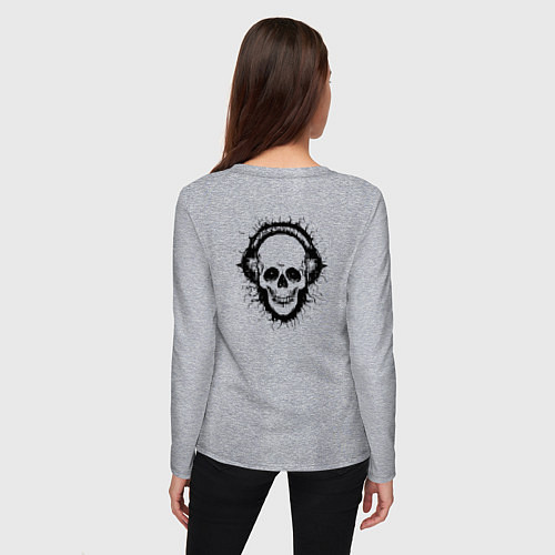 Женский лонгслив Смеющийся череп / Меланж – фото 4