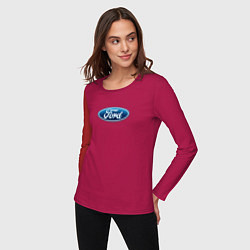 Лонгслив хлопковый женский Ford usa auto brend, цвет: маджента — фото 2