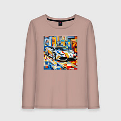 Лонгслив хлопковый женский Ламборджини в стиле, цвет: пыльно-розовый