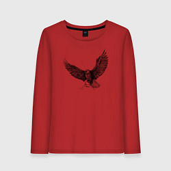 Лонгслив хлопковый женский Орёл машет крыльями, цвет: красный