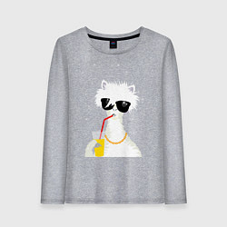 Женский лонгслив Лама - альпака с бокалом