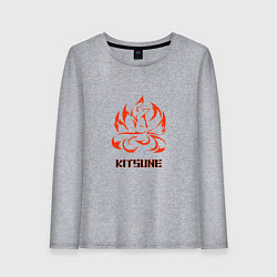 Лонгслив хлопковый женский Огненная лисица-демон, цвет: меланж