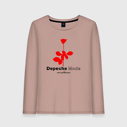 Лонгслив хлопковый женский Depeche Mode - Violator album logo, цвет: пыльно-розовый