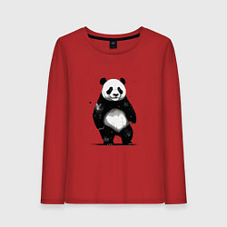 Лонгслив хлопковый женский Панда стоит, цвет: красный