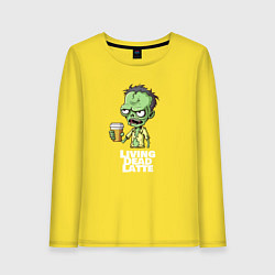 Лонгслив хлопковый женский Зомби кофе, цвет: желтый