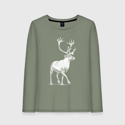 Женский лонгслив Северный олень белый спереди