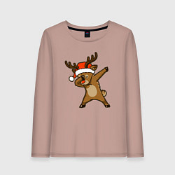 Лонгслив хлопковый женский Dabbing deer, цвет: пыльно-розовый