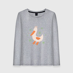 Лонгслив хлопковый женский Гусь забавный, цвет: меланж