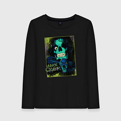 Лонгслив хлопковый женский Snake Alice Cooper, цвет: черный