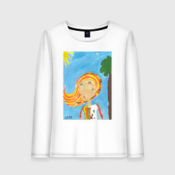 Лонгслив хлопковый женский Счастливая весна, цвет: белый