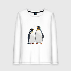 Лонгслив хлопковый женский Друзья-пингвины, цвет: белый