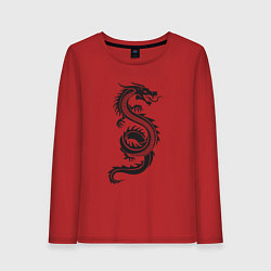 Лонгслив хлопковый женский Дракон тату, цвет: красный