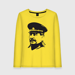 Лонгслив хлопковый женский Сталин в фуражке, цвет: желтый