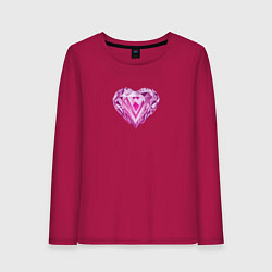 Лонгслив хлопковый женский Розовое алмазное сердце, цвет: маджента