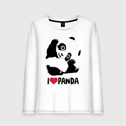 Лонгслив хлопковый женский I love panda, цвет: белый