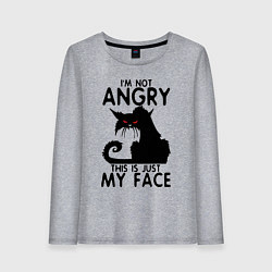 Лонгслив хлопковый женский I am not angry cat, цвет: меланж