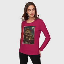 Лонгслив хлопковый женский Унесённые призраками - купальни абурая, цвет: маджента — фото 2