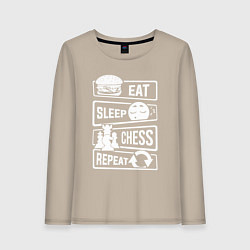 Женский лонгслив Еда сон шахматы