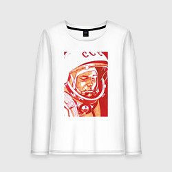 Лонгслив хлопковый женский Gagarin in red, цвет: белый