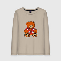Лонгслив хлопковый женский Медведь Марат в спортивном костюме, цвет: миндальный