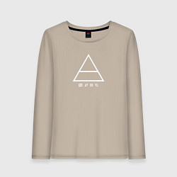 Лонгслив хлопковый женский 30 Seconds to mars логотип треугольник, цвет: миндальный