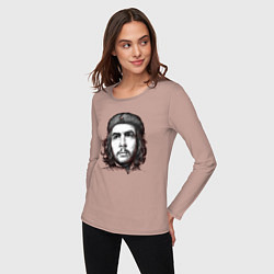 Лонгслив хлопковый женский Че Гевара портрет, цвет: пыльно-розовый — фото 2