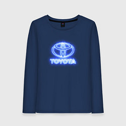 Лонгслив хлопковый женский Toyota neon, цвет: тёмно-синий