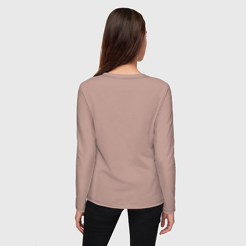 Женский лонгслив Сидящая чёрная панда с бамбуком / Пыльно-розовый – фото 4