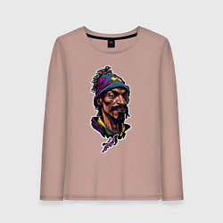 Лонгслив хлопковый женский Snoop dogg head, цвет: пыльно-розовый
