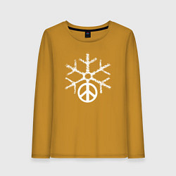 Лонгслив хлопковый женский Peace snow, цвет: горчичный