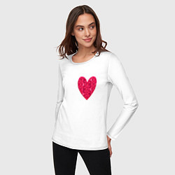 Лонгслив хлопковый женский Сердца с текстурным пикселем, цвет: белый — фото 2