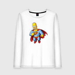 Лонгслив хлопковый женский Гомер супермен, цвет: белый