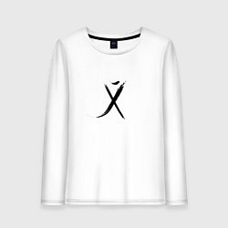 Лонгслив хлопковый женский Русский иероглиф, цвет: белый