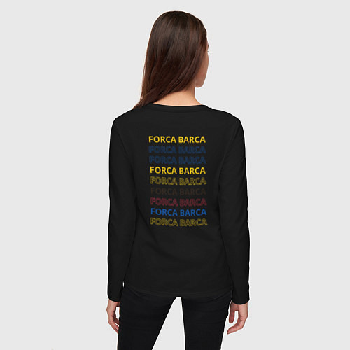 Женский лонгслив Футбольный клуб Барселона - с эмблемой / Черный – фото 4
