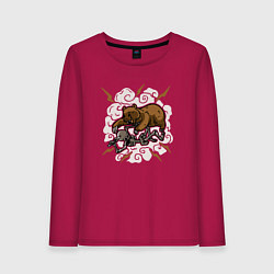 Женский лонгслив Скелет против медведя