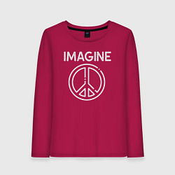 Лонгслив хлопковый женский Imagine peace, цвет: маджента