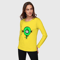 Лонгслив хлопковый женский Веселый инопланетянин, цвет: желтый — фото 2