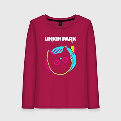 Лонгслив хлопковый женский Linkin Park rock star cat, цвет: маджента